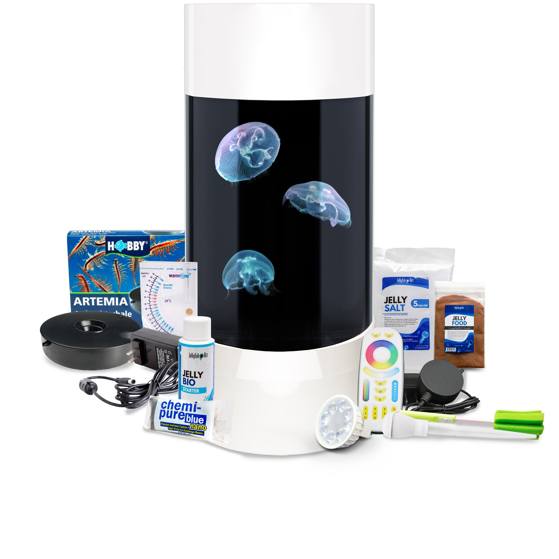 Jelly Cylinder Nano® Aquarium - Best Low Maintenance Pet for Small Spaces, Perfect for Apartments, Kids, and Busy People, with Supplies for Saltwater Jellyfish Setup
Live Jellyfish Aquarium for Sale - Unique Household Pet, Low Maintenance, and Easy to Own, Ideal for Offices and Small Spaces
Cylinder Jellyfish Aquarium Kit - Unique Pet Gift with Items for Jellyfish Tank Setup, Including LED Light and JellyBio Starter for Water Cycling